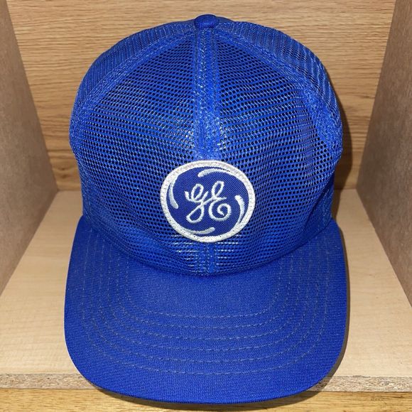 Vintage 80s General Electric GE Mesh Trucker Snapback Hat Patch Made In USA Cap - Picture 4 of 14